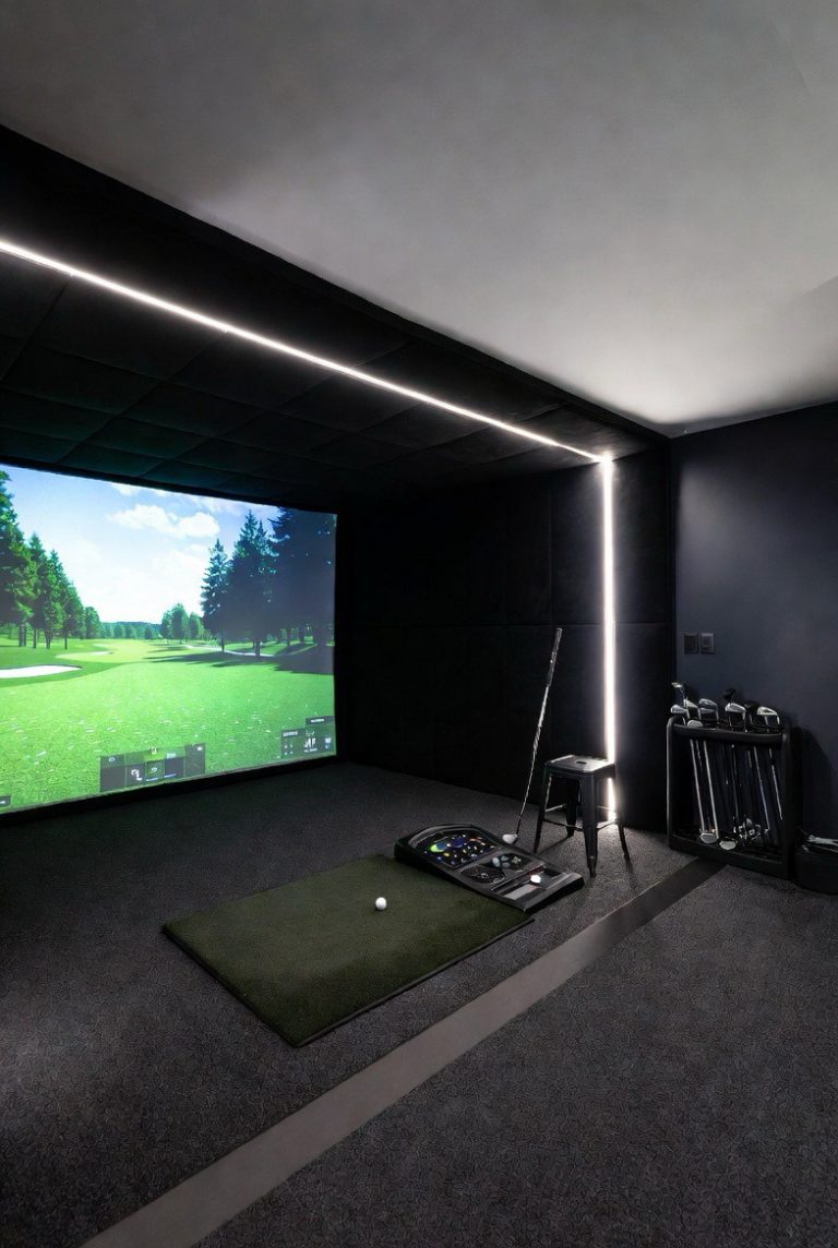 Image showcasing 35 Modern Golf Simulator Room Ideas for a Sleek Home Setup - Spesh View