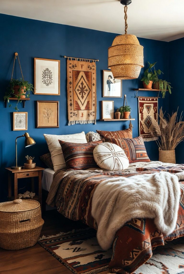 21 Stunning Blue Boho Bedroom Designs to Inspire Your Space - Spesh View
