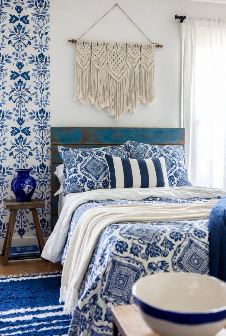 21 Stunning Blue Boho Bedroom Designs to Inspire Your Space - Spesh View