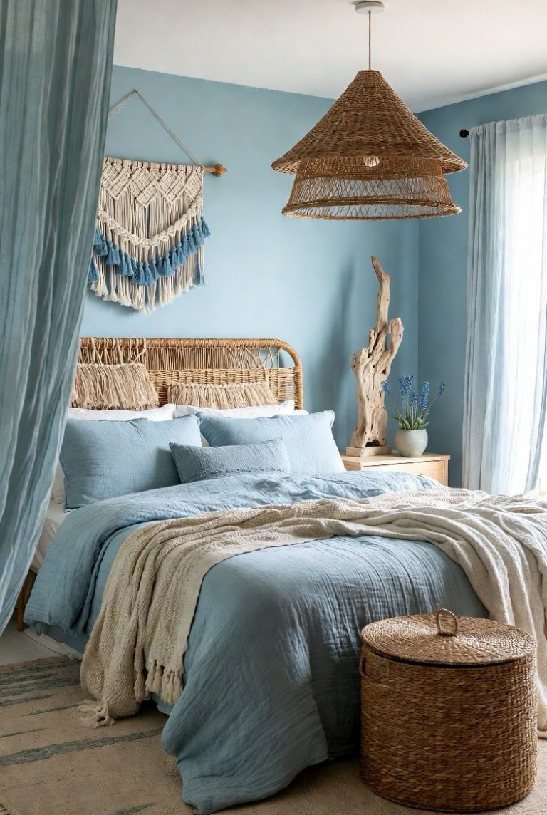 21 Stunning Blue Boho Bedroom Designs to Inspire Your Space - Spesh View